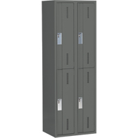 Concorde Heavy-Duty Lockers, 2 -tier, Bank of 2, 24" x 18" x 72", Steel, Charcoal, Welded (Assembled) D. Morneault & Fils