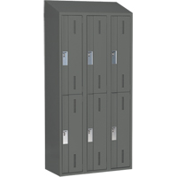 Concorde Heavy-Duty Lockers, 2 -tier, Bank of 3, 36" x 18" x 78", Steel, Charcoal, Welded (Assembled) D. Morneault & Fils