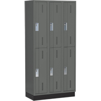 Concorde Heavy-Duty Lockers, 2 -tier, Bank of 3, 36" x 18" x 76", Steel, Charcoal, Welded (Assembled) D. Morneault & Fils
