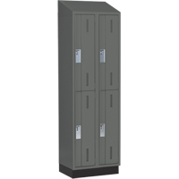 Concorde Heavy-Duty Lockers, 2 -tier, Bank of 2, 24" x 18" x 82", Steel, Charcoal, Welded (Assembled) D. Morneault & Fils