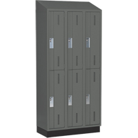 Concorde Heavy-Duty Lockers, 2 -tier, Bank of 3, 36" x 18" x 82", Steel, Charcoal, Welded (Assembled) D. Morneault & Fils