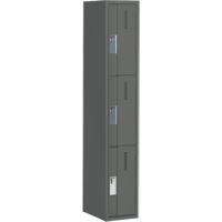 Concorde Heavy-Duty Lockers, 3 -tier, 12" x 18" x 72", Steel, Charcoal, Welded (Assembled) D. Morneault & Fils