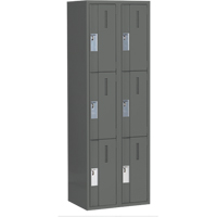 Concorde Heavy-Duty Lockers, 3 -tier, Bank of 2, 24" x 18" x 72", Steel, Charcoal, Welded (Assembled) D. Morneault & Fils