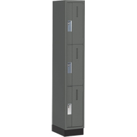 Concorde Heavy-Duty Lockers, 3 -tier, 12" x 18" x 76", Steel, Charcoal, Welded (Assembled) D. Morneault & Fils