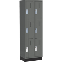 Concorde Heavy-Duty Lockers, 3 -tier, Bank of 2, 24" x 18" x 76", Steel, Charcoal, Welded (Assembled) D. Morneault & Fils