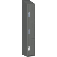 Concorde Heavy-Duty Lockers, 3 -tier, 12" x 18" x 78", Steel, Charcoal, Welded (Assembled) D. Morneault & Fils