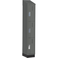 Concorde Heavy-Duty Lockers, 3 -tier, 12" x 18" x 82", Steel, Charcoal, Welded (Assembled) D. Morneault & Fils