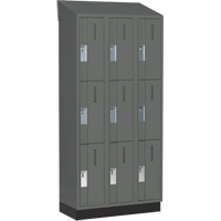 Concorde Heavy-Duty Lockers, 3 -tier, Bank of 3, 36" x 18" x 82", Steel, Charcoal, Welded (Assembled) D. Morneault & Fils