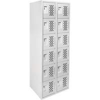 Clean Line Lockerettes, 6 -tier, Bank of 2, 18" x 72" x 12", Steel D. Morneault & Fils