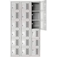 Clean Line Lockerettes, 6 -tier, Bank of 3, 18" x 72" x 12", Steel D. Morneault & Fils