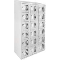 Clean-Line Perforated Lockerette, 6 -tier, Bank of 3, 15" x 72" x 12", Steel D. Morneault & Fils