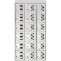 Clean-Line Perforated Lockerette, 6 -tier, Bank of 3, 15" x 72" x 12", Steel D. Morneault & Fils