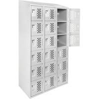 Clean-Line Perforated Lockerette, 6 -tier, Bank of 3, 15" x 72" x 12", Steel D. Morneault & Fils