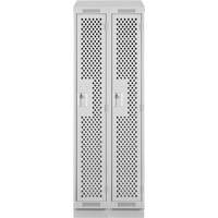 Clean Line Lockers, Bank of 2, 24" x 12" x 82", Steel, Grey, Rivet (Assembled), Perforated D. Morneault & Fils