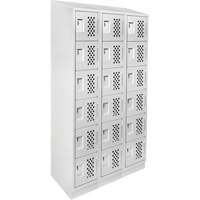 Assembled Lockerettes Clean Line Perforated Economy Lockers, 6 -tier, Bank of 3, 18" x 72" x 12", Steel D. Morneault & Fils