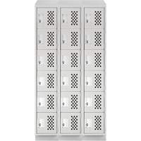 Assembled Lockerettes Clean Line Perforated Economy Lockers, 6 -tier, Bank of 3, 18" x 72" x 12", Steel D. Morneault & Fils