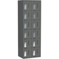 Concorde Heavy-Duty Lockers, 6 -tier, Bank of 2, 24" x 18" x 72", Steel, Charcoal, Welded (Assembled) D. Morneault & Fils