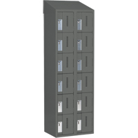 Concorde Heavy-Duty Lockers, 6 -tier, Bank of 2, 24" x 18" x 78", Steel, Charcoal, Welded (Assembled) D. Morneault & Fils