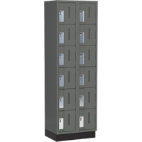 Concorde Heavy-Duty Lockers, 6 -tier, Bank of 2, 24" x 18" x 76", Steel, Charcoal, Welded (Assembled) D. Morneault & Fils