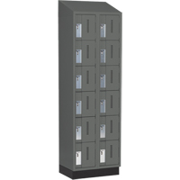 Concorde Heavy-Duty Lockers, 6 -tier, Bank of 2, 24" x 18" x 82", Steel, Charcoal, Welded (Assembled) D. Morneault & Fils