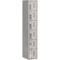 Concorde Heavy-Duty Lockers, 6 -tier, 12" x 18" x 72", Steel, Grey, Welded (Assembled) D. Morneault & Fils