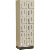 Concorde Heavy-Duty Lockers, 6 -tier, Bank of 2, 24" x 18" x 76", Steel, Beige, Welded (Assembled) D. Morneault & Fils