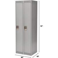 Lockers, Bank of 2, 24" x 18" x 72", Steel, Grey, Knocked Down D. Morneault & Fils