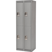 Lockers, 2 -tier, Bank of 2, 24" x 18" x 72", Steel, Grey, Knocked Down D. Morneault & Fils