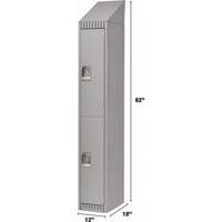 Lockers, 2 -tier, 12" x 18" x 82", Steel, Grey, Knocked Down D. Morneault & Fils