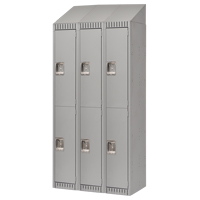 Lockers, 2 -tier, Bank of 3, 36" x 18" x 82", Steel, Grey, Knocked Down D. Morneault & Fils