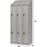 Lockers, 2 -tier, Bank of 3, 36" x 18" x 82", Steel, Grey, Knocked Down D. Morneault & Fils