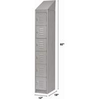 Lockers, 6 -tier, 12" x 18" x 82", Steel, Grey, Knocked Down D. Morneault & Fils