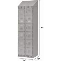Lockers, 6 -tier, Bank of 2, 24" x 18" x 82", Steel, Grey, Knocked Down D. Morneault & Fils