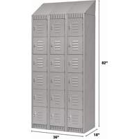 Lockers, 6 -tier, Bank of 3, 36" x 18" x 82", Steel, Grey, Knocked Down D. Morneault & Fils