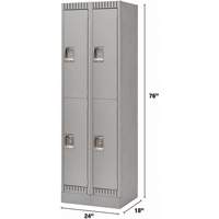Casiers, 2 niveaux, Bloc de 2, 24" x 18" x 76", Acier, Gris, D&eacute;mont&eacute; D. Morneault & Fils