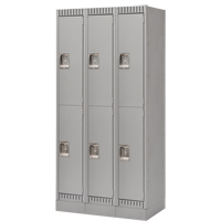Lockers, 2 -tier, Bank of 3, 36" x 18" x 76", Steel, Grey, Knocked Down D. Morneault & Fils