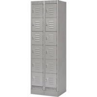 Lockers, 6 -tier, Bank of 2, 24" x 18" x 76", Steel, Grey, Knocked Down D. Morneault & Fils