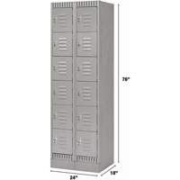 Lockers, 6 -tier, Bank of 2, 24" x 18" x 76", Steel, Grey, Knocked Down D. Morneault & Fils
