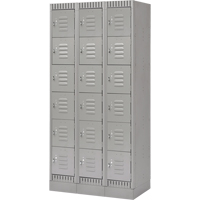 Lockers, 6 -tier, Bank of 3, 36" x 18" x 76", Steel, Grey, Knocked Down D. Morneault & Fils