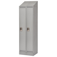 Lockers, Bank of 2, 24" x 18" x 86", Steel, Grey, Knocked Down D. Morneault & Fils