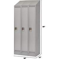 Lockers, Bank of 3, 36" x 18" x 86", Steel, Grey, Knocked Down D. Morneault & Fils
