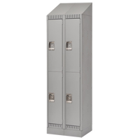 Lockers, 2 -tier, Bank of 2, 24" x 18" x 86", Steel, Grey, Knocked Down D. Morneault & Fils