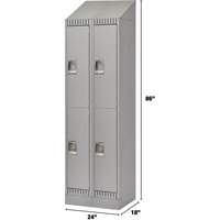 Lockers, 2 -tier, Bank of 2, 24" x 18" x 86", Steel, Grey, Knocked Down D. Morneault & Fils