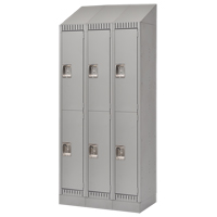 Lockers, 2 -tier, Bank of 3, 36" x 18" x 86", Steel, Grey, Knocked Down D. Morneault & Fils
