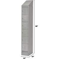 Lockers, 6 -tier, 12" x 18" x 86", Steel, Grey, Knocked Down D. Morneault & Fils