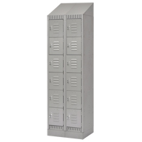 Lockers, 6 -tier, Bank of 2, 24" x 18" x 86", Steel, Grey, Knocked Down D. Morneault & Fils