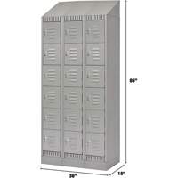 Lockers, 6 -tier, Bank of 3, 36" x 18" x 86", Steel, Grey, Knocked Down D. Morneault & Fils