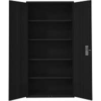 Armoire de rangement Hi-Boy, Acier, 4 Tablettes, 72" h x 36" la x 18" P, Noir D. Morneault & Fils