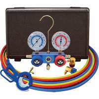 Dual Manifold Gauge Set with 3-in-1 Side Mount Can Tap Valve D. Morneault & Fils