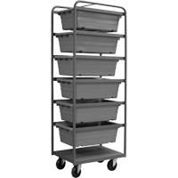 Mobile Tub Rack, Double-sided, 6 bins, 26" W x 18" D x 74" H D. Morneault & Fils